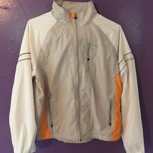 Orange and white champion jacket